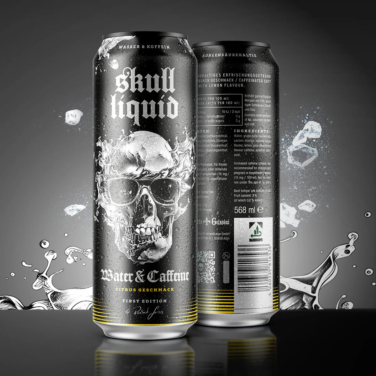 SKULL LIQUID Wasser & Koffein Limited Edition 12x568ml (12er Tray)