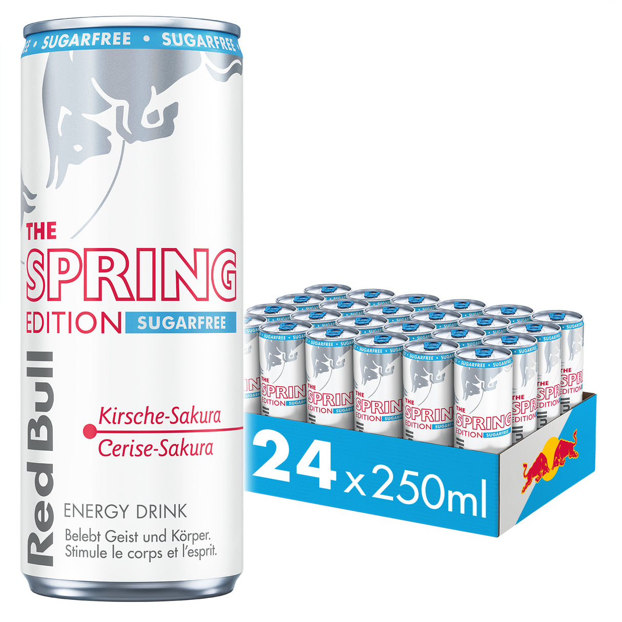 RED BULL Spring Edition Sugarfree, Kirsche-Sakura 250ml Dose 24-Pack
